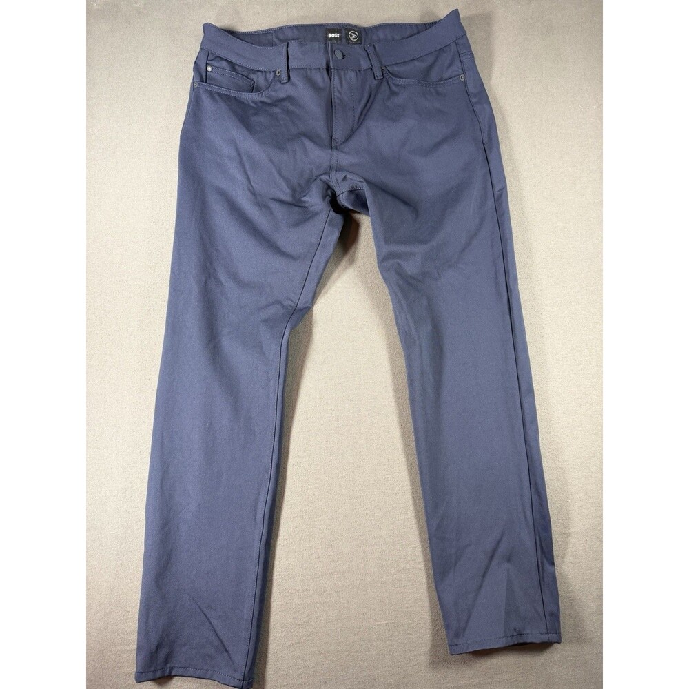 Hugo Boss Delaware Slim Fit Pants Mens 36x32 Navy Blue Performance Stretch
